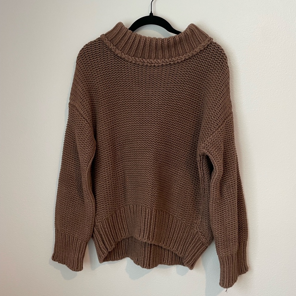 Mystree Cozy Brown Cowl Neck Sweater